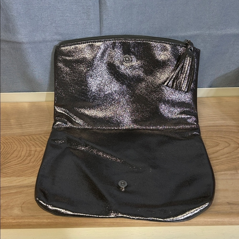 Elegant grey sparkling Clutch with Tassel - Picture 2 of 4